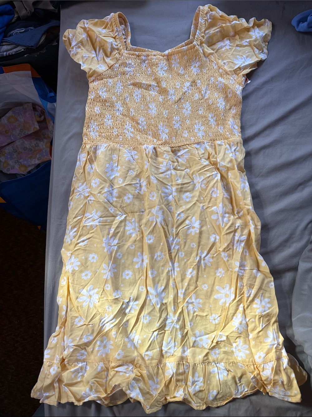 wonder nation Yellow Floral Smocked Midi Dress